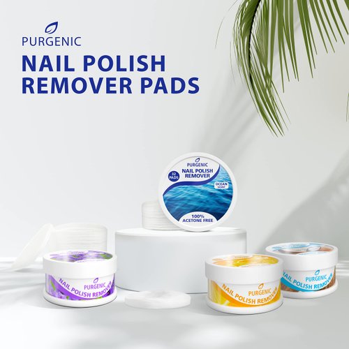 Purgenic Nail Polish Remover Pads - (128 Count) - On the Go & Travel - Lint Free Nail Polish Wipes - Pre-soaked Pads Made All Natural Ingredients - Cuticle Wipes - No Harsh Odor or Chemicals