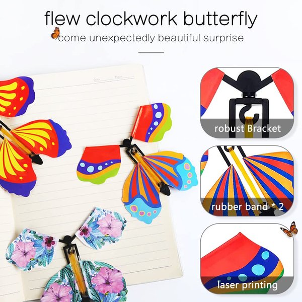 CCMIOCO Magic Flying Butterfly, Explosion Box Flying Fairy, Flutter Flyers Butterflies, Butterfly Fairy Flying Toys, Bookmark andgreeting Card, Clockwork Butterfly Toy, (10 pcs)