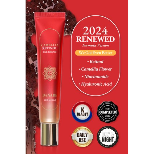 DANABE Camellia Retinol Eye Cream with Hyaluronic Acid | Daily Korean Eye Cream, Hydrating Eye Cream to Reduce Wrinkles, Fine Lines, Dark Spots & Eye Bags | No Animal Trials (0.67 fl oz)