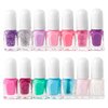 SIMPLE PLEASURES 14 Piece Nail Polish Tower - 14 Assorted Water Based Nail Polish Shades, Gift Set for Girls Ages 7-12, Unicorn Glitter Rainbow