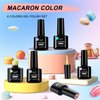 Gel Nail Polish Set, 6 Colors Macaron Colors Gel Nail Polish Kit Pale Pink Purple Blue Gel Polish Soak Off UV LED Nail Polish Set Manicure Kit Salon at Home (Macaron color)