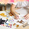 Realspring 12 Set Woodland DIY Painting Kit Ceramic to Paint Your Own Animal Statues Unpainted Plaster Figurines Brushes Acrylic Paints Crafts Kits Party Favor for Kids Girls Boys