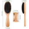 OWIIZI 100% Boar Bristle Hair Brush Set for Women & Mens Soft Natural Boar Bristle Wooden Detangler Brush and Comb Set for Long Curly Fine Hair