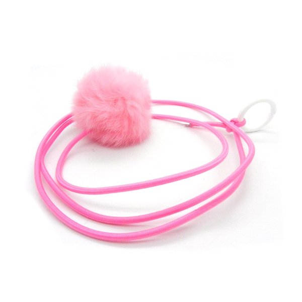 Kats'N Us Bouncy Ball Rabbit Fur String Cat Toy Pink