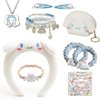 PJKJEUU Cute Kawaii Hair Accessories Set Gift Include Headband, Hair Band, Hair Ties,Hair Clips, Purse Stickers Necklace Bracelet (Blue)
