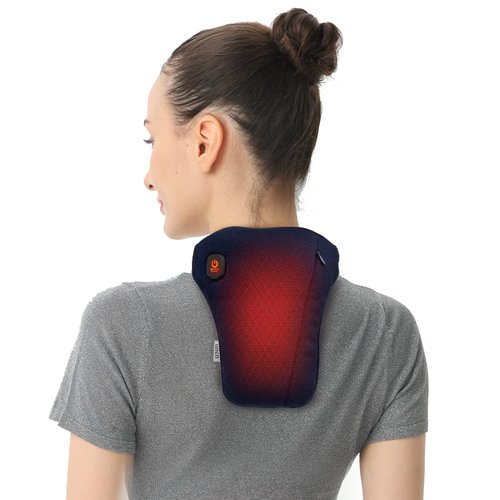 uncn Cordless Neck Heating Pad, Portable Electric Heated Neck Wrap for Neck Pain Relief, Auto Shut-Off,Hot Compress Hands-Free Neck Heat Pad for Neck Soreness & Stiffness Relief Washable Blue