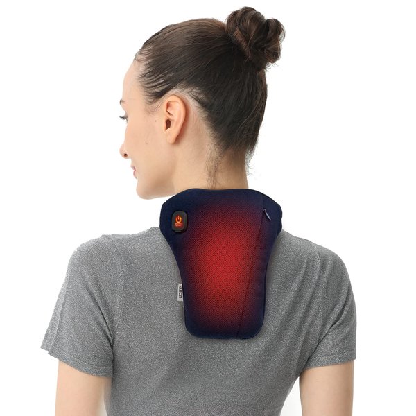 uncn Cordless Neck Heating Pad, Portable Electric Heated Neck Wrap for Neck Pain Relief, Auto Shut-Off,Hot Compress Hands-Free Neck Heat Pad for Neck Soreness & Stiffness Relief Washable Blue