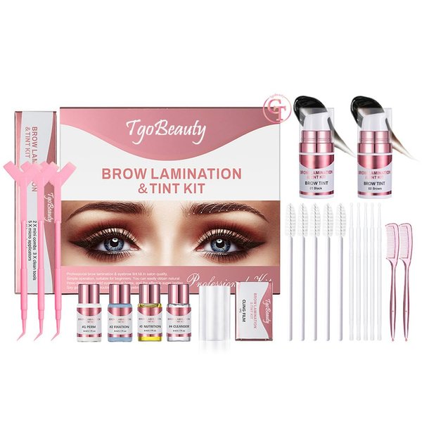 TgoBeauty Professional Eyebrow Lamination Kit Eyebrow Kit with Black Brown Colors for Thicker Fuller Brows Professional DIY Eyebrow Kit Use at Salon Home (Brow Lamination Kit)
