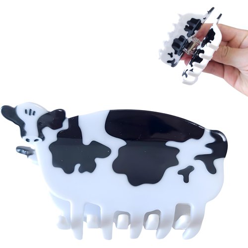 Generic Cow Hair Clip ，Animal Cow Shape Hair Clips ，Acetate Animal Barrettes For Girls，Women'S Hair Dairy Cow Claw Clip Accessories. (Cow), Clear