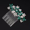 Missgrace Women Bridal Wedding Silver Rhinestones Flower Leaf Side Hair Comb Special Occasion Headpiece Hair Accessories for Women (Silver Green)