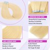 Tape in Hair Extensions Human Hair Bleach Blonde 16Inch 40g Blonde Tape in Hair Extensions Human Hair 20Pieces/Pack Hair Extensions Real Human Hair Tape in for Women(16Inch,#613,40g)