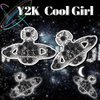 dreamynini Planet Nail Charms 20Pcs for Acrylic Nails Y2K 3D Rhinestones Gems Silver Diamond Jewelry Kawaii DIY Art Decoration Supplies Girls and Women (Pink,Silver,Black,Galaxy)
