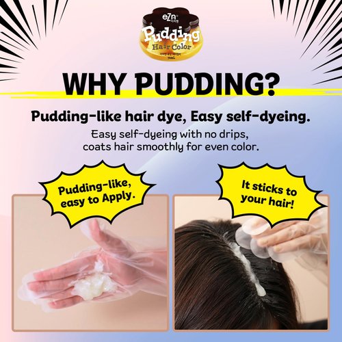 eZn Pudding Hair Dye Ammonia Free Semi-Permanent Self Hair Dye DIY Kit included contain Keratin Made in Korea Beauty (Ash Gray)