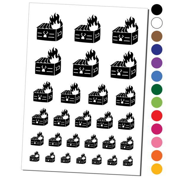 Sad Dumpster Fire Temporary Tattoo Water Resistant Fake Body Art Set Collection - Black (One Sheet)