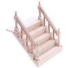 Toyvian Dollhouse Mini Staircase, 1/12 Scale Miniature Stairway with Handrail, DIY Unpainted Staircase, Wood Dollhouse Furniture for Micro Landscape Fairy Garden Decor