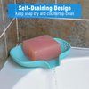 3 Pack Silicone Soap Dish with Drain, Bar Soap Holder for Shower/Bathroom, Self Draining Waterfall Soap Tray/Saver for Kitchen, Keep Soap Dry, Easy to Clean