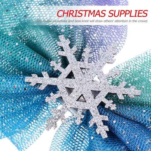 Uonlytech Snowflakes 3pcs Hair Bow Hair Clips Christmas Snowflake Hair Clips for Princess Dress Up Party and Birthday Snowflake