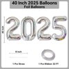40 Inch Giant Silver Number 2025 Balloon, 2025 New Years Decorations for 2025 Happy New Year Eve Christmas and Graduations Party Supplies