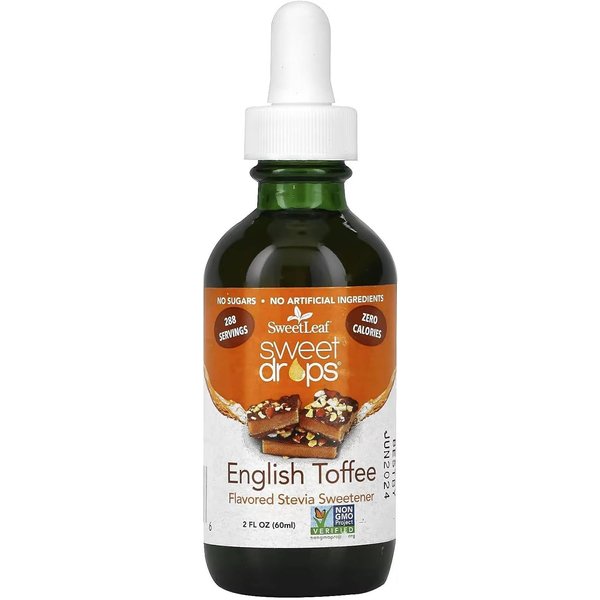 SweetLeaf Sweet Drops English Toffee Liquid Stevia Sweetener - English Toffee Stevia Drops, Zero Calories, Zero Sugar, Non-GMO, Gluten-Free, Keto Friendly - 2 Fl Oz