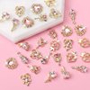 COOSLIM 30pcs Pink Heart Nail Charms Pink Gold Luxury Alloy Charms for Nails 3D Pink Nail Art Rhinestones Gems Golden Nail Crystal Diamonds Jewelry Nail Art Supplies for Nails Face Eyes