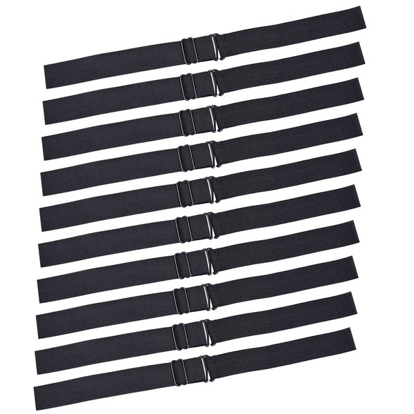 YTBYT 10 Pcs Black Adjustable Elastic Bands Adjustable Straps for Making Wig Cap Accessories (1 x 12 Inch)