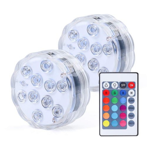 AquaMiracle Submersible LED Lights with Remote Shower Lights Waterproof Battery Operated, Multi Color Changing Hot Tub Lights for Pool, Pond, Aquarium, Bath, Party, Vase Decoration (2-Pack)
