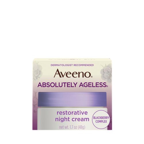 Aveeno Absolutely Ageless Restorative Night Cream Face & Neck Moisturizer with Antioxidant-Rich Blackberry Complex, Vitamin C & E, Hypoallergenic, Non-Greasy & Non-Comedogenic, 1.7 fl. oz