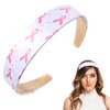 SARATA White Breast Cancer Awareness Headbands Pink Ribbon Wide Knotted Headband for Women Elastic Headbands Hoop Band Hair Access Hair Bands Party Supplies 1PCS