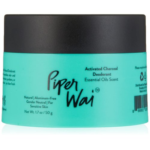 PiperWai Natural Deodorant w/Activated Charcoal | Odor Protection, Vegan, Aluminum Free, Shark Tank Product for Women & Men | Great for Travel, Christmas & Gifts | 50g Scented Single Jar