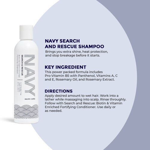 NAVY Search and Rescue Shampoo - Paraben-Free Biotin and Hair Vitamin Enriched Fortifying Hair Shampoo - 8 fl oz