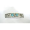 Blue stone silver tone metal design native tribal hair clip barrette