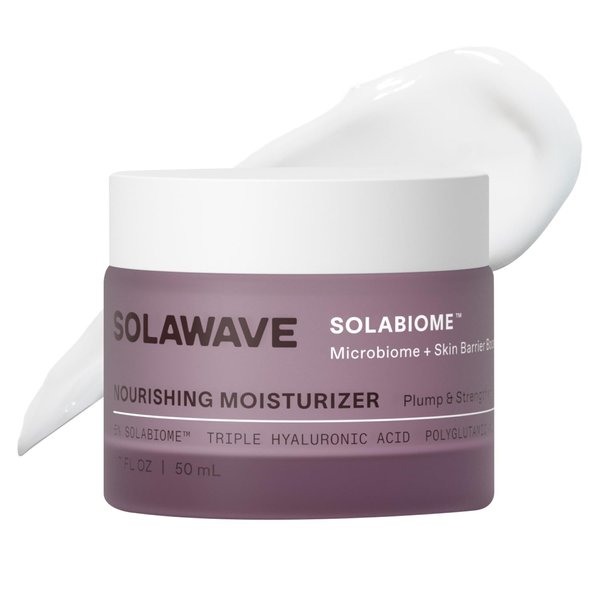 Solawave Nourishing Moisturizer with Solabiome, Hydrating for Face with Probiotics & Prebiotics, Triple Hyaluronic Acid, Polyglutamic Acid for All Skin Types (1.7 FL OZ)