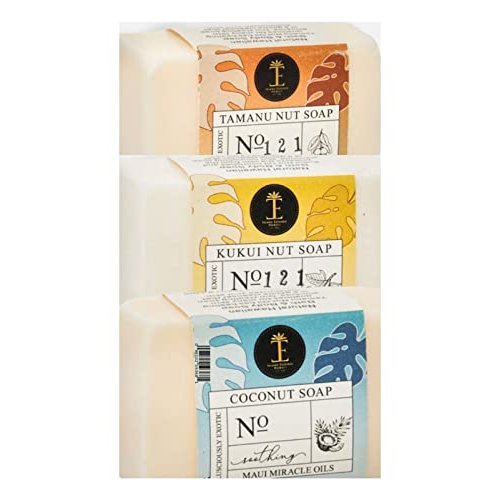 Island Essence Maui Miracle Oil Soap Bar (Tamanu-Coconut-Kukui 3 Pack)