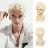 Salaibs Mens Blonde Short Wigs Natural Fluffy Synthetic Daily Party Hair Wig for Male Guy