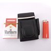 Cigarette Case Holder w Lighter Women Leather Cigarettes 100s Pack Purse Pouch Coin Ciggerate Wallet Framed Cases (4.5 * 3 * 1", Black w Flap)