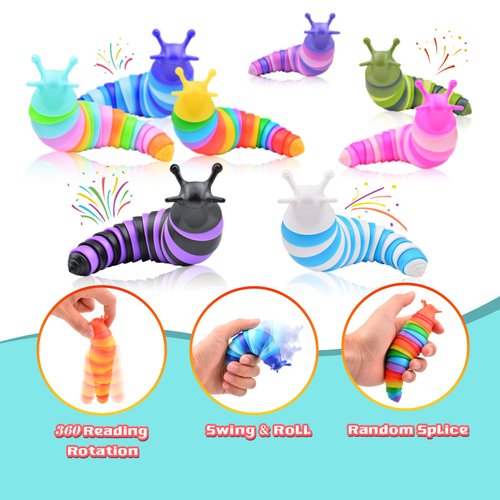 Cevioce 4 Pcs Toddler Party Favors for Kids 8-12 Fidget Toys Slug for Students Treasure Box Toys for Classroom Prizes Goodie Bag Stuffers for Kids 3-5 for Kids A