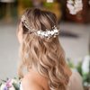 Wedding Flower Bridal Hair Comb Pearl Hair Pieces for Brides Rhinestone Bridal Hair Pins Rose Flower Girl Headpiece Wedding Flower Hair Accessories for Brides YISSION
