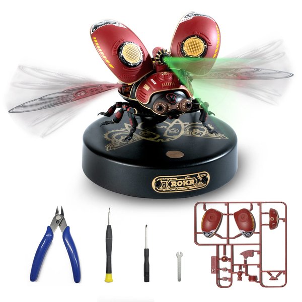 ROKR Metal Building Kits for Adults-Plastic Model Craft Kits-3D Metal Puzzles for Adults and Kids-Scout Beetle Model Building Set-Hobbies Gifts for Men Women