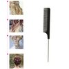 1Pc Black Rat Tail Comb Steel Pin Rat Tail Carbon Fiber Heat Resistant Teasing Combs with Stainless Steel Hair Combs Hair Care