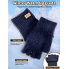 JYUYNY Winter Fingerless Gloves for Women Men, Warm Alpaca Wool Stretch Knit Cold Weather Adult Half Finger Glove for Driving (Blue)