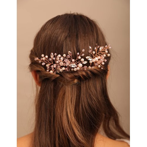 Teyglen Bride Wedding Crystal Pearls Hair Pins Vintage Black Pearl Hair Pins Set Bridal Rhinestone Hair Pieces Headpieces Vintage Hair Accessories Jewelry Set for Women Girls (Black)