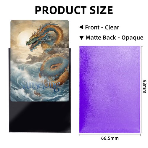 Sanseking Dragon Colorful Matte Trading Card Sleeves, 100pcs Premium Soft Frosted Plastic Card Sleeve, Precise Fit TCG Game Card Standard Cards Protectors (Purple)