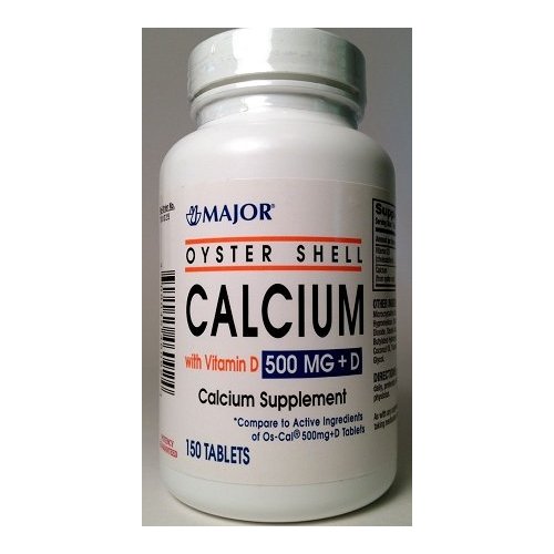 Major Oyster Shell Calcium with Vitamin D 500 Mg - 150 Per Bottle