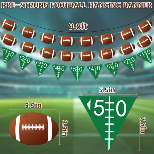 3Pcs Football Party Decorations, Hanging Football Decor Football Party Supplies, Football Banner, Football Decor for Sports Theme Party Favors for Assembling Birthday Party Theme Event