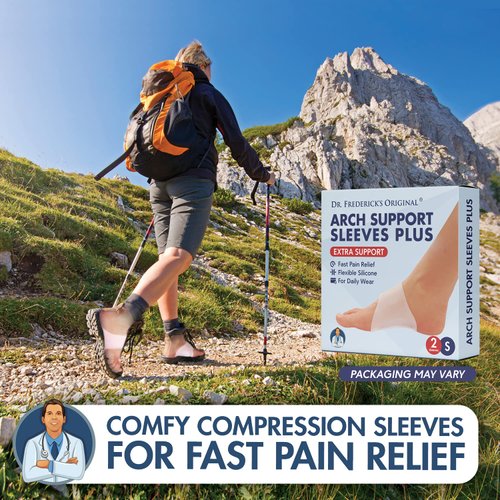 Dr. Frederick's Arch Support Sleeves for Foot Pain Relief from Plantar Fasciitis, Flat Feet - Silicone, Unisex, Small/Medium