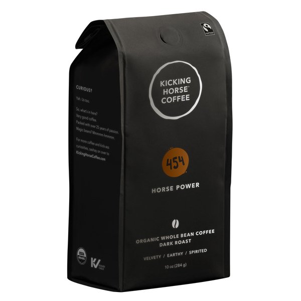 Kicking Horse Coffee, 454 Horse Power, Dark Roast, Whole Bean, 10 oz - Certified Organic, Fairtrade, Kosher Coffee