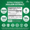 Zazzee Extra Strength Mullein 10:1 Extract, 3000 mg Strength, 120 Vegan Capsules, 4 Month Supply, Concentrated and Standardized 10X Extract, 100% Pure Leaf Powder, All-Natural and Non-GMO