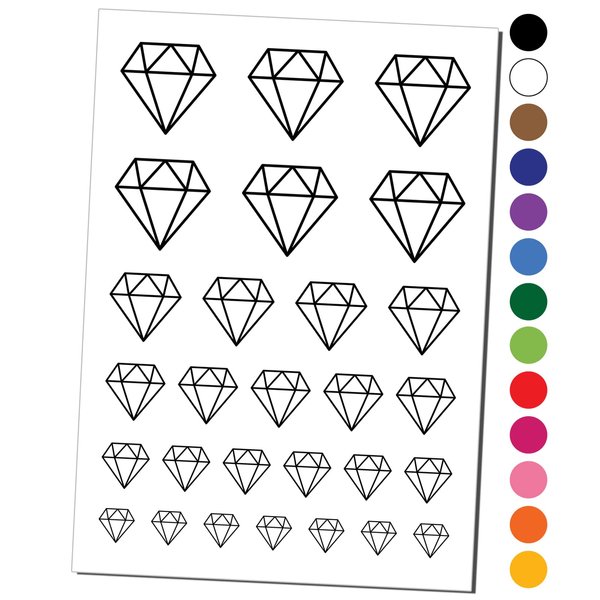 Diamond Engagement Temporary Tattoo Water Resistant Fake Body Art Set Collection - Hot Pink (One Sheet)