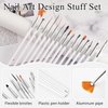 MultiValue 15 pcs Nail Paint Brushes Set, Nail Art Brushes for Gel Polish with Rhinestone Picker, Nail Detailing Brush Makeup Brushes Set for Cleaning Fingernails Dotting Painting Line (White)