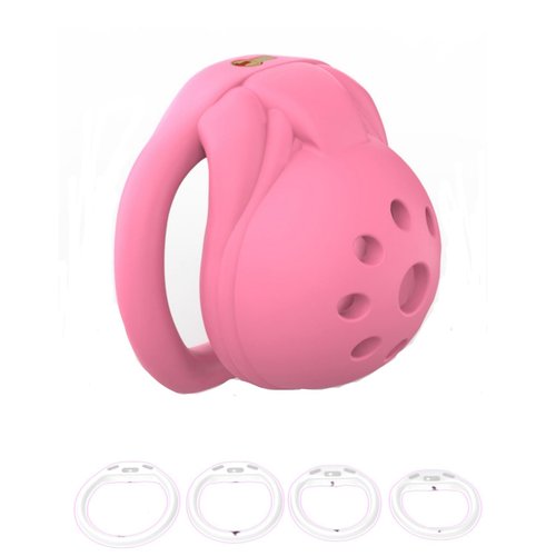 New Men's Embedded Small Locking core Honeycomb Safety cage, Ventilated and Breathable, with Four Fixed carabiners (38mm/43mm/48mm/52mm) (Pink, Arc Rings)